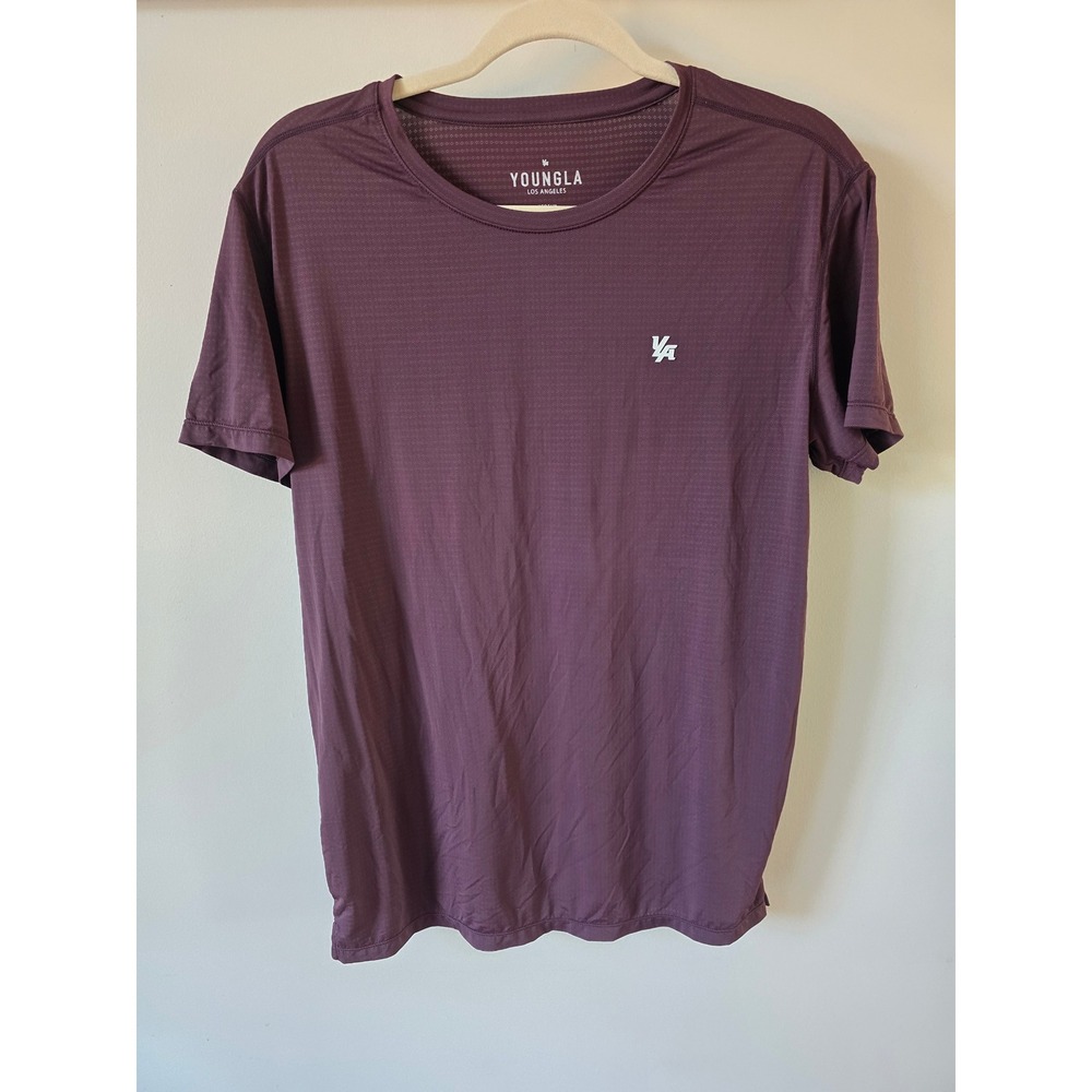 YoungLA Mens Athletic Training Shirt Plum Purple Logo Gym Tee 423 YLA2222 Medium